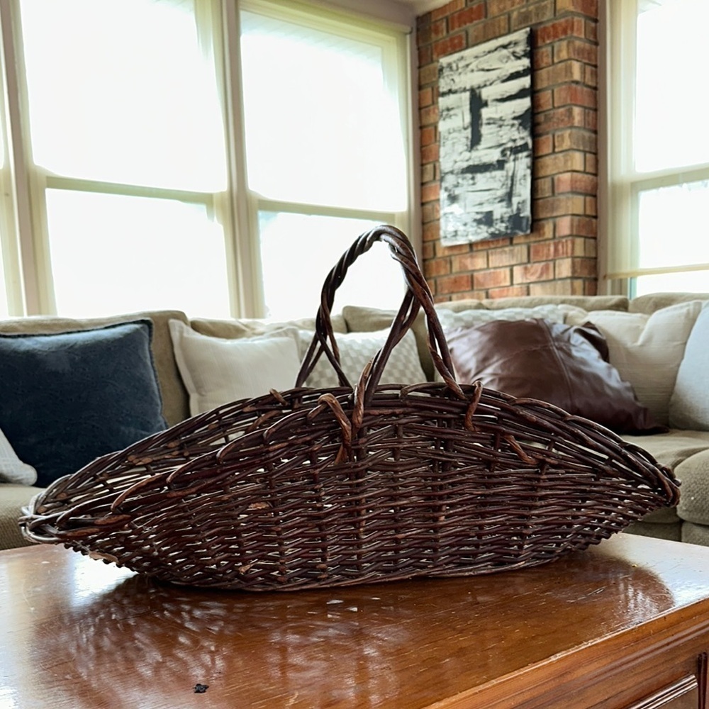 Large Handmade Brown Wicker 30” log Basket - Picture 10 of 16